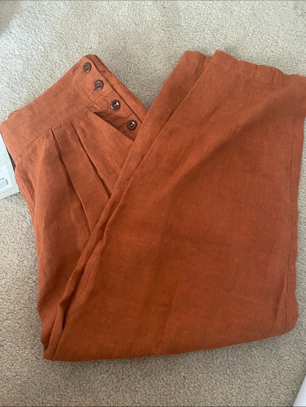 Poetry fashion  NWT Tuscan orange 100% linen croped pants size 10